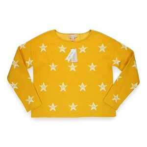 NWT Philosophy Open Neck Birdseye Jacquard Sweater Medium Long Sleeve Stars Prin